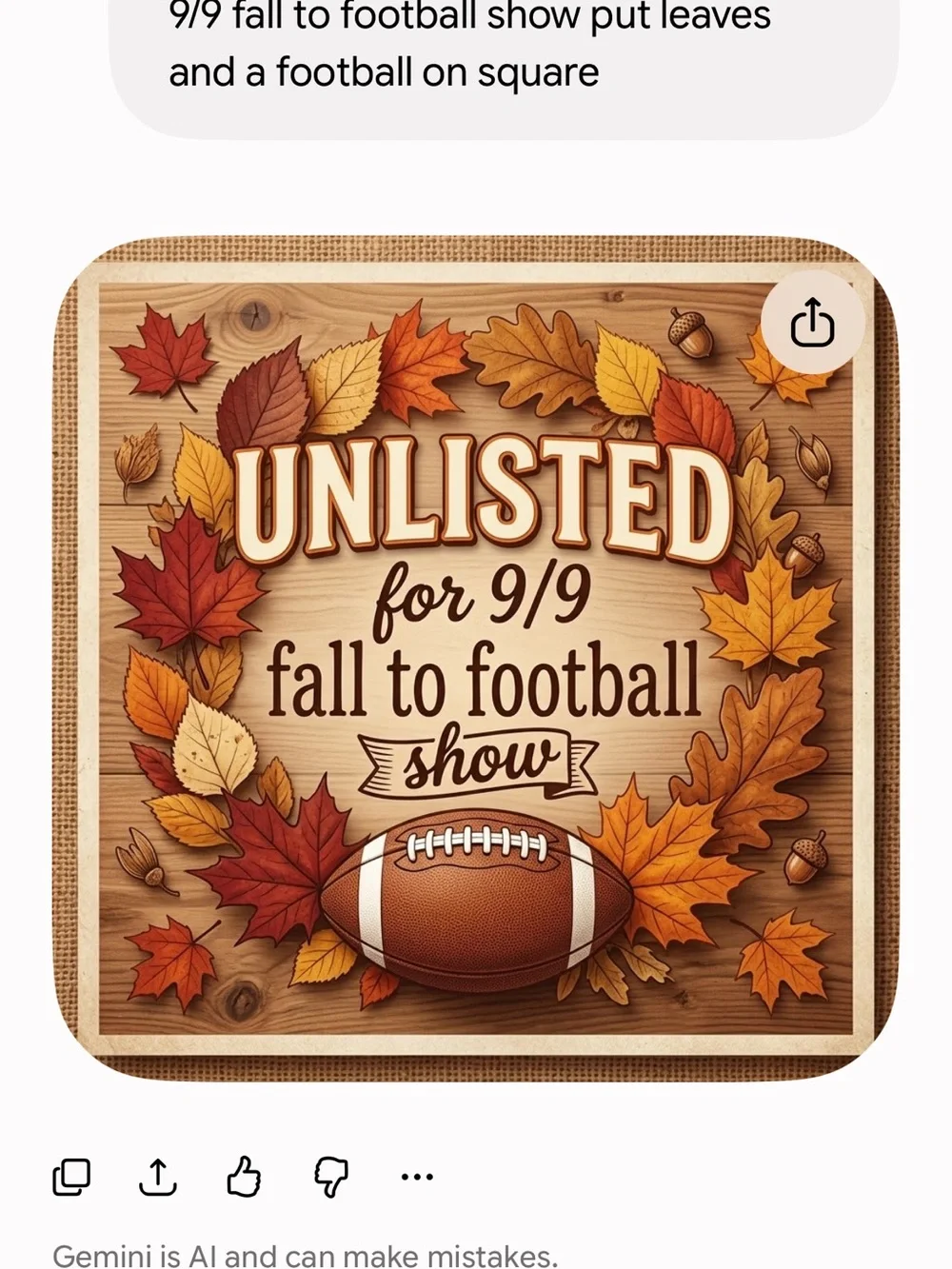 Fall to Football Party Sign - Autumn Leaves & Football (Brown)